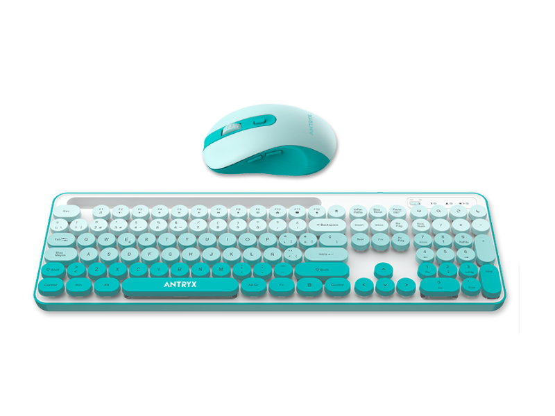 TECLADO Y MOUSE ANTRYX WS-970 WIRELESS GREEN HOLDER SLOT (ASC-WS970GN)